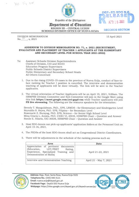 deped nueva ecija|Memorandum 2024 .